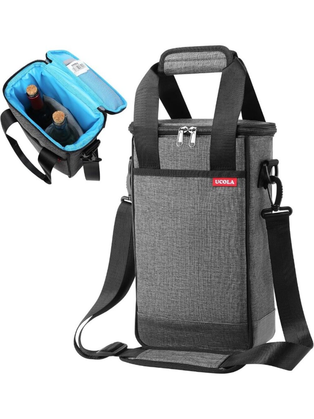 Insulated Wine Cooler Bag - Leakproof Wine Carrier Tote for Travel & Picnics